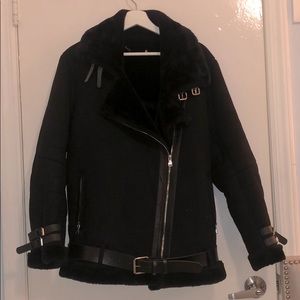 Faux fur Lined double faced Aviator/Biker Jacket